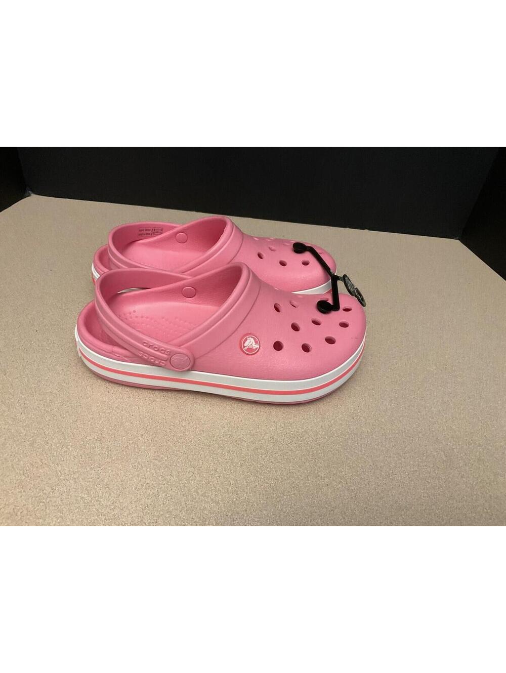New! Womens Crocs Crocband Pink/White Slip On Clogs. Size 6. Awesome Clogs!
